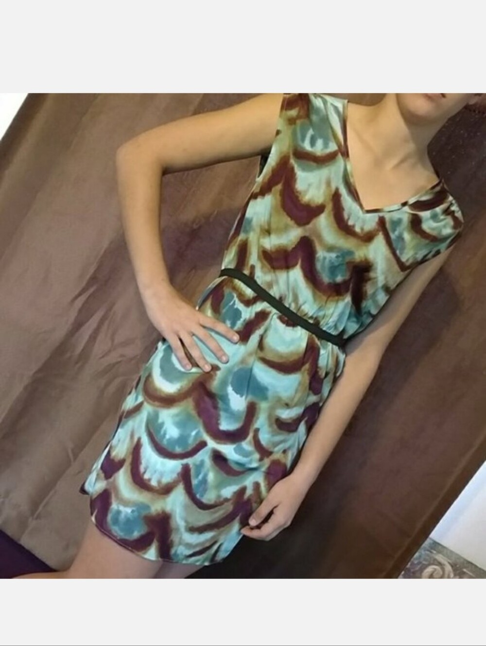 LOFT Mini Dress Aqua & Purple Wave 0P
